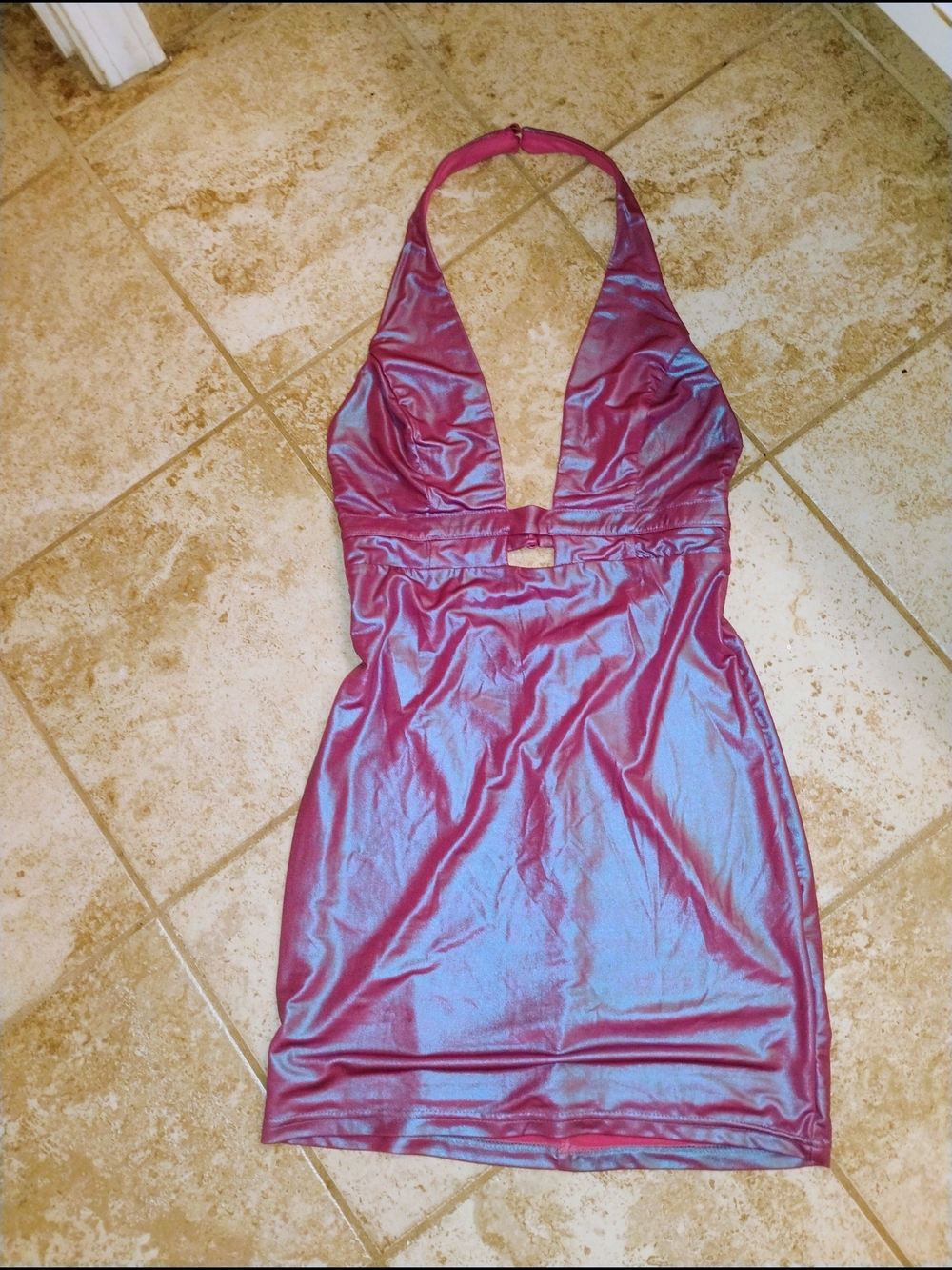 Superdown Iridescent Pink Blue Halter Dress